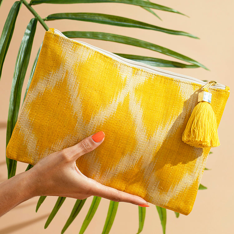 The Frankie Yellow pattern woven pouch Soli Sun