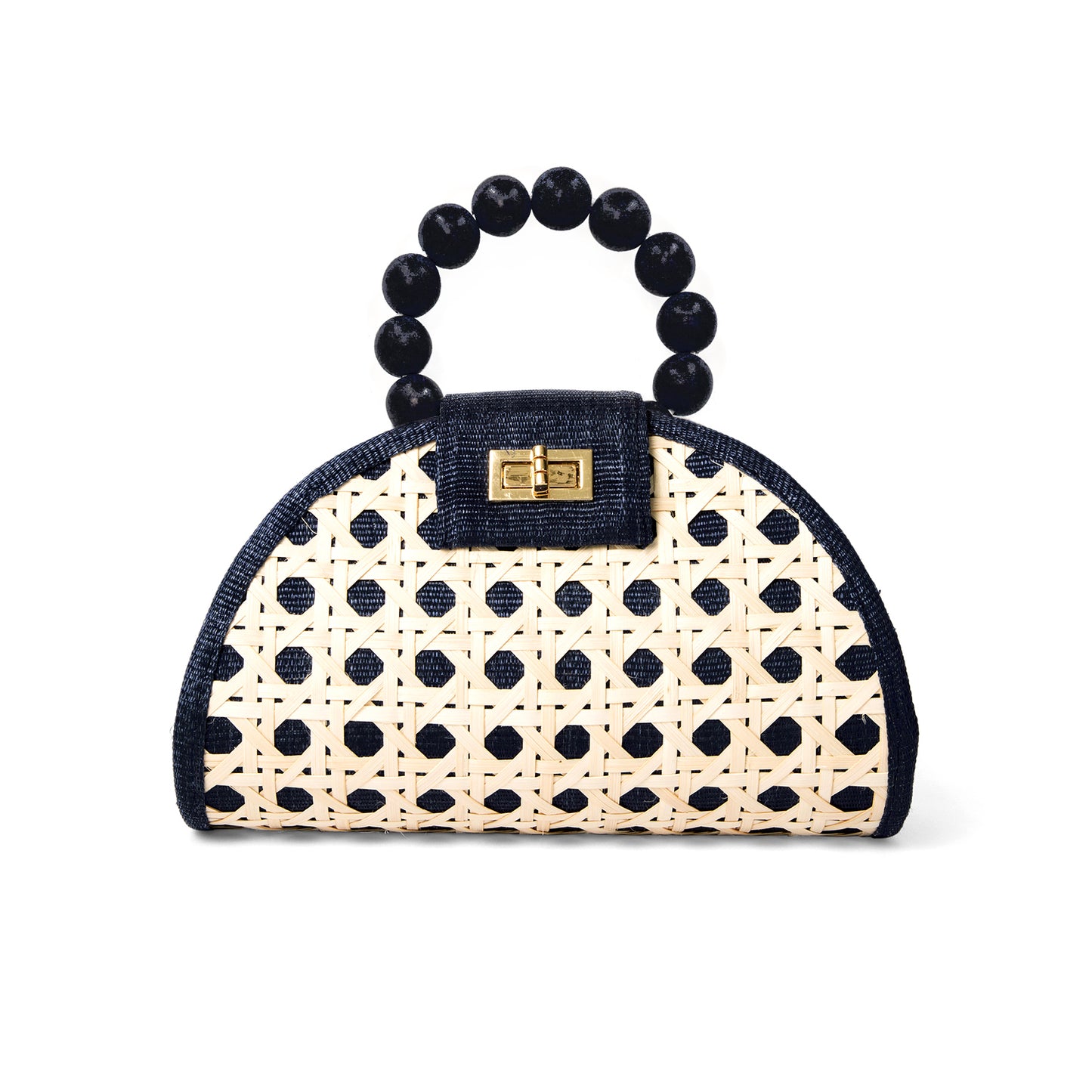 THE BELLA Black Rattan Woven Handbag